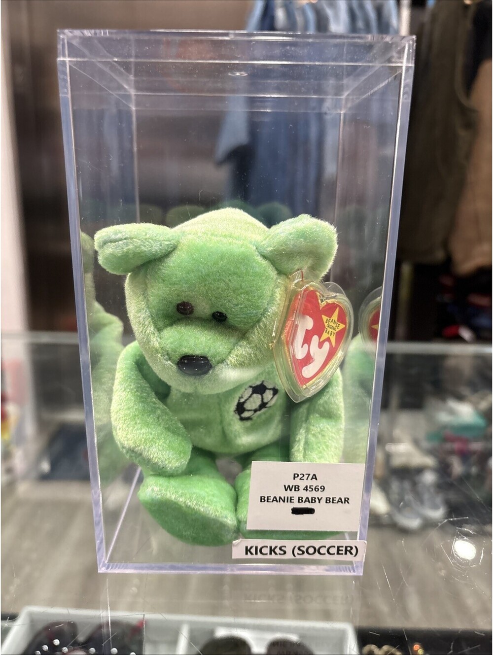 Vintage Ty Beanie Baby : Kicks the Soccer Bear Push Toy